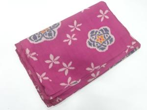 アンティーク　花模様織出し銘仙コート地羽尺反物